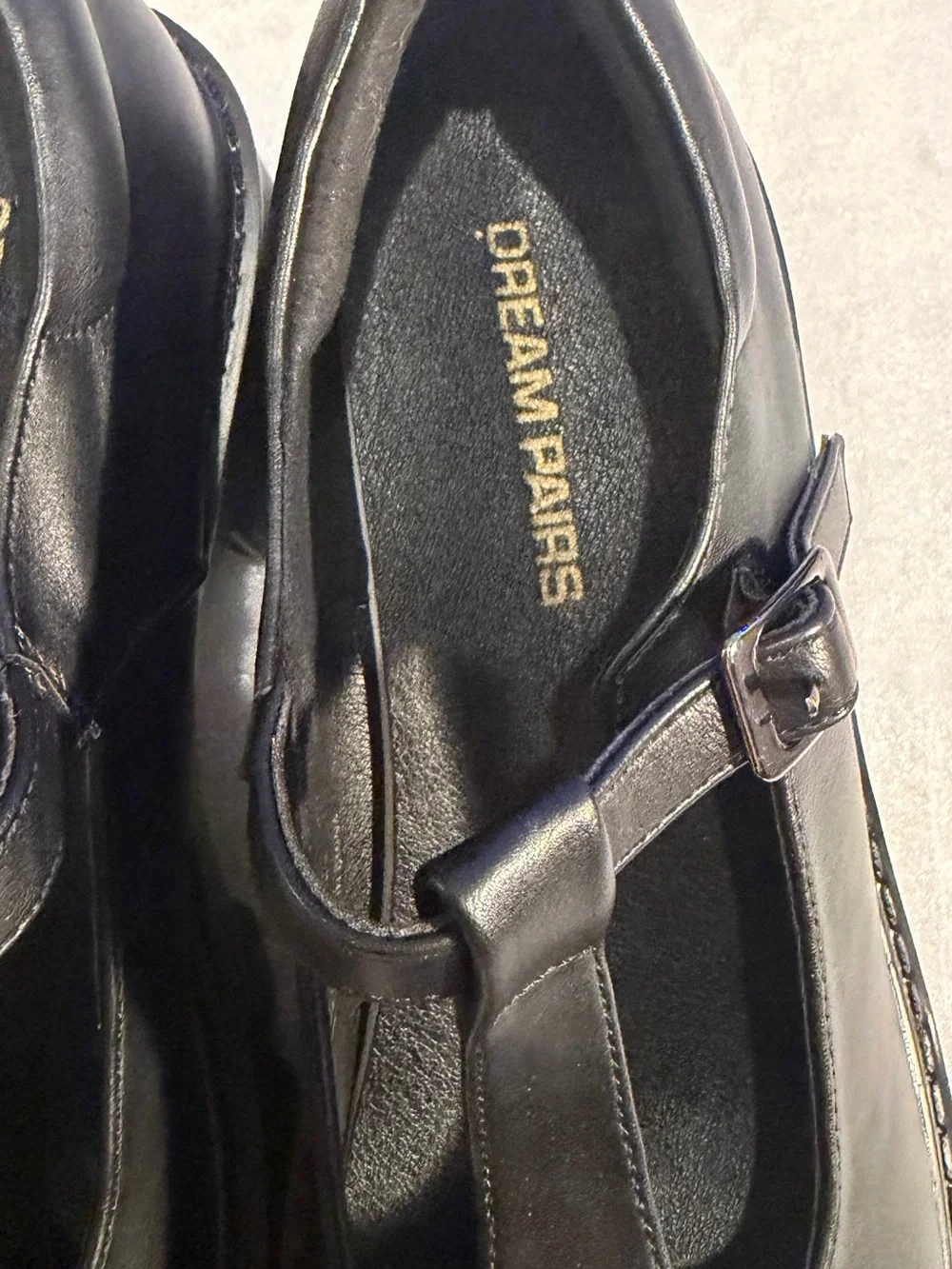 Dream Pairs Black T-Strap Platform Shoes NWOT
